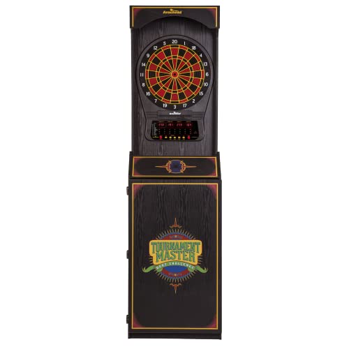 Arachnid Cricket Pro 650 Standing Electronic Dartboard with 24 Games, 132 Variations, and 6 Soft-Tip Darts Included, Brown,E650FS-BK3