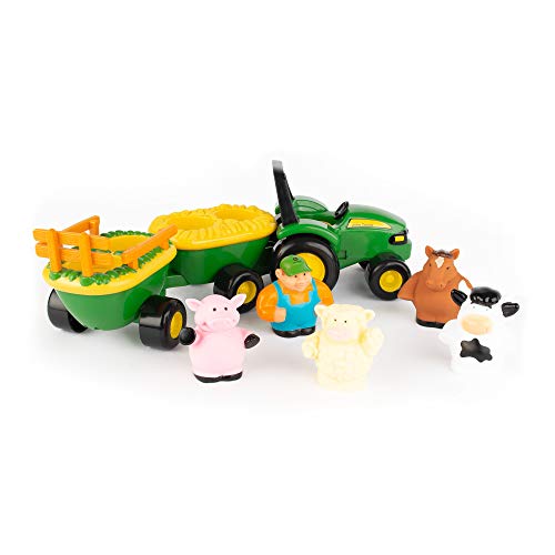 TOMY John Deere Animal Sounds Hayride Musical Tractor Toy with Farm Animals, 12 Months and Up, Large - X-Large, Green