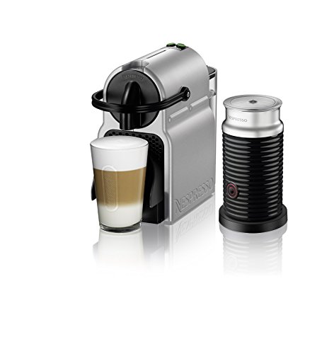 Nespresso Inissia Original Espresso Machine with Aeroccino Milk Frother Bundle by De'Longhi, Silver*