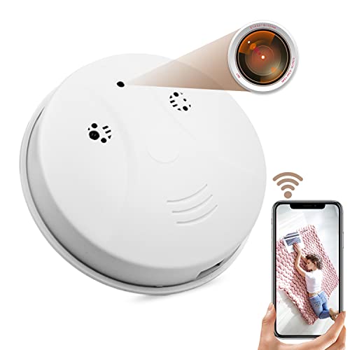 WiFi Camera Smoke Detector 1080P HD WiFi Remote View Nanny Cam Baby Pet Monitor with Motion Detection Night Vision Indoor Security Monitoring Camera