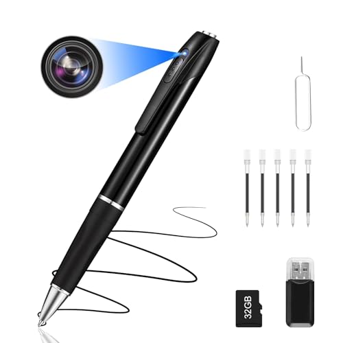 HOHOPROV Hidden Camera Ultra HD 1080P Spy Camera Pen Portable Security Camera with 32GB SD Card Loop Recording or Photo Nanny Mini Cam for Indoor and Outdoor