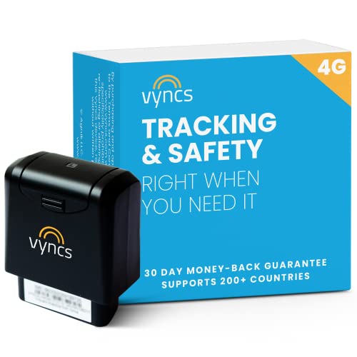 Vyncs - GPS Tracker for Vehicles, [No Monthly Fee], 4G LTE, Vehicle Location, Trip History, Driving Alerts, GeoFence, Fuel Economy, OBD Fault Codes, USA-Developed, Family or Fleets