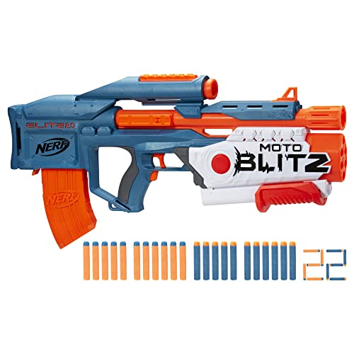 NERF Elite 2.0 Motoblitz Blaster with Scope, Motorized 10-Dart Blasting, Airblitz 6 Darts, 22 Darts, Outdoor Toys for 8 Year Old Boys & Girls