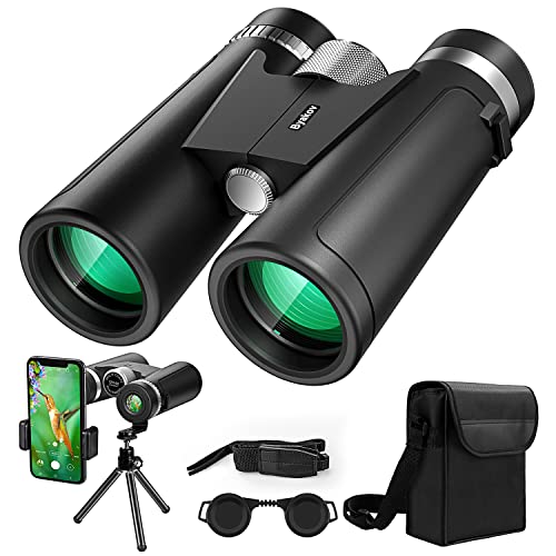 12x42 Professional HD Binoculars for Adults with Phone Adapter and Tripod, Super Bright Binoculars with Low Light Vision, Waterproof Lightweight Binoculars for Bird Watching, Hunting, Travel etc