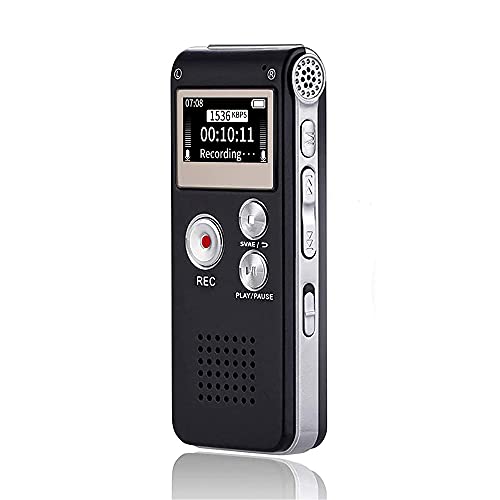Digital Voice Recorder 16GB Voice Recorder with Playback for Lectures - USB Rechargeable Dictaphon Upgraded Small Tape Recorder