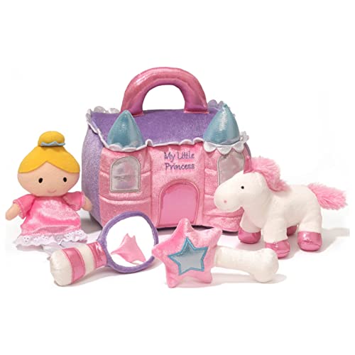 Baby GUND Play Soft Collection, Princess Castle 5-Piece Plush Playset with Rattle, Squeaker and Crinkle Plush Toys, Sensory Toy for Babies and Newborns, 7”