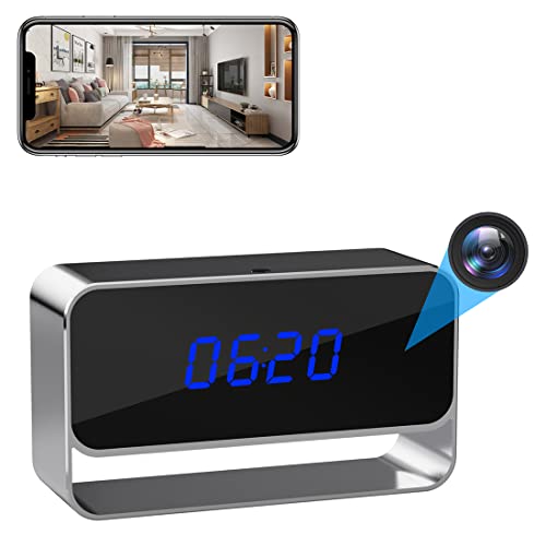 EYSOO Hidden Camera Clock, Real 1080P HD WiFi Wireless Spy Camera Nanny Cam with Night Vision, Motion Detection Alert, Remote Monitoring, Clock Indoor Camera for Home Surveillance