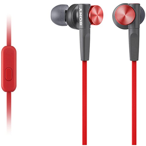 Sony MDRXB50AP Extra Bass Earbud Headphones/Headset with Mic for Phone Call, Red*