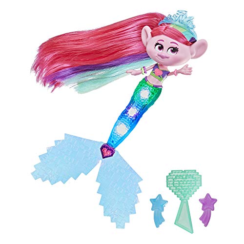 DreamWorks TrollsTopia Techno Mermaid Poppy Doll, Tail Lights Up in or Out of Water, Toy for Girls and Boys 4 Years Old and Up