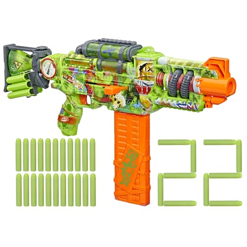 Nerf Zombie Corrupter Dart Blaster, 22 Nerf Elite Darts, 18 Dart Clip, Dart Storage, Bolt Action, Outdoor Games, Ages 8+