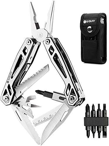 BIBURY Multitool Pliers, 21-in-1 Multi-Purpose Pocket Knife Pliers Kit, 420 Durable Stainless Steel Multi-Plier Multi-tool for Survival, Camping, Hunting, Fishing and Hiking, Gifts for Dad