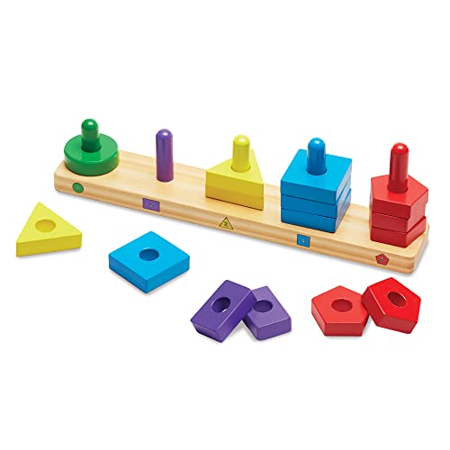 Melissa & Doug Stack and Sort Board - Wooden Educational Toy With 15 Solid Wood Pieces