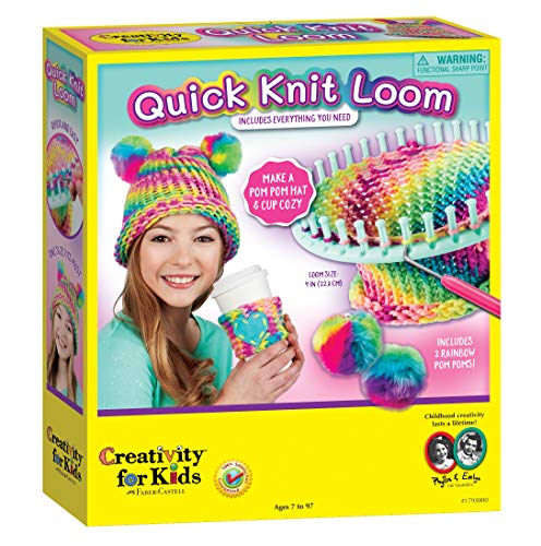 Creativity for Kids Quick Knit Loom Kit - Knitting Kit for Kids, Make Your Own Pom Pom Hat And Accessories, Knitting Loom Crafts for Kids*