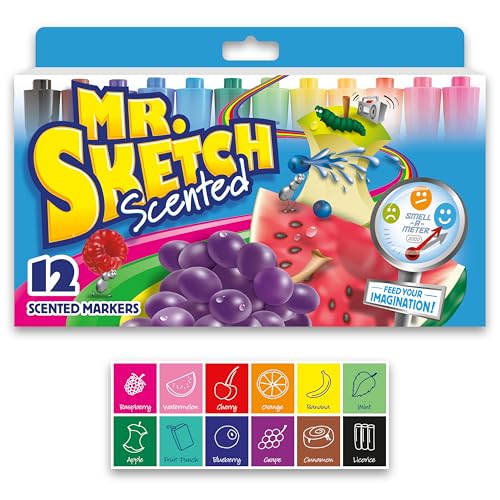 Mr. Sketch Scented Markers, Chisel Tip, Assorted Colors, 12 Count