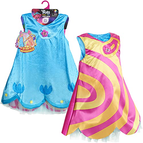 DreamWorks Trolls World Tour Roleplay Dress, Reversizble Dress Up Costume Set, Size 4 - 6X, by Just Play