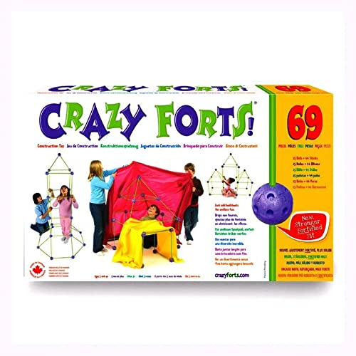 Crazy Forts! 69 Piece Buildable Indoor/Outdoor Play Fort Playset, DIY, Build Your Own, STEM Toy
