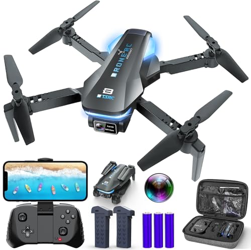 TENSSENX Drone with Camera, 1080P HD FPV Foldable RC Quadcopter with 90° Adjustable Lens, Gestures Selfie, One Key Start, Altitude Hold, 360° Flip, 2 Batteries, Toys Gifts for Kids, Adults, Beginner