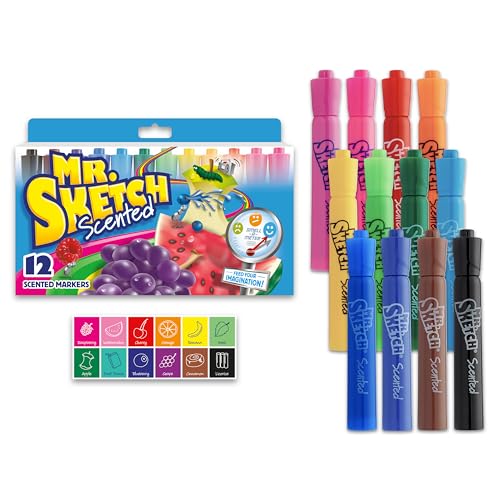 Mr. Sketch Scented Markers, Chisel Tip, Assorted Colors, 12 Count