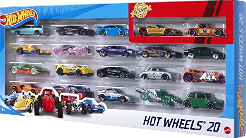 Hot Wheels 20-Pack of 1:64 Scale Toy Sports & Race Cars, Collectible Vehicles (Styles May Vary)