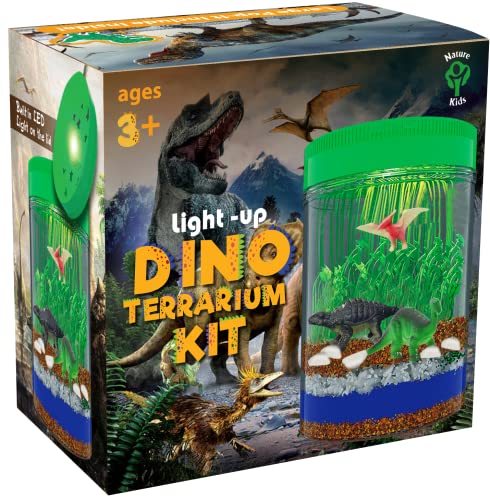 Light-Up Dinosaur Terrarium Kit for Kids - Kids Birthday Gifts for Kids - Dinosaur Toys & Activities Kits Presents - Arts & Crafts Stuff for Boys & Little Girls Age 3 4 5 6 7 8-10 Year Old Boy Gifts