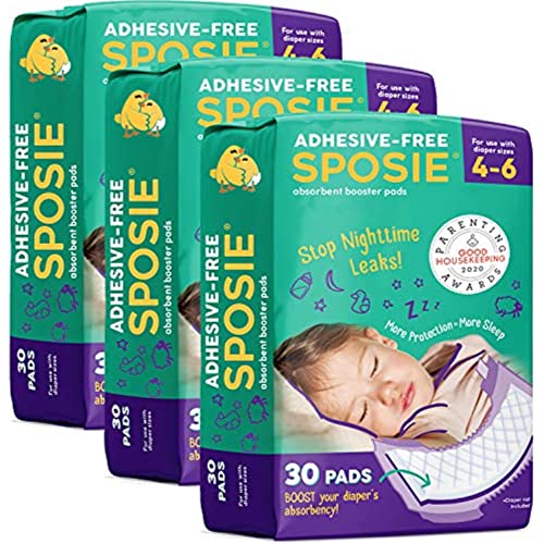 Sposie Diaper Booster Pads/Overnight Diapers Alternative, 90 ct. | Stops Nighttime Leaks, Helps Prevent Diaper Rash, Extra Protection for Boys & Girls | No Adhesive | Fits Diaper Sizes 4-6