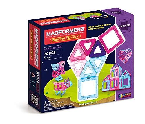 Magformers Inspire Set (30-pieces) Magnetic Building Blocks, Educational Magnetic Tiles Kit , Magnetic Construction STEM Toy Set - 63097
