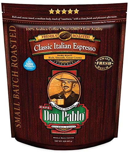 Cafe Don Pablo Gourmet Coffee Classic Italian Espresso Medium Dark Roast Whole Bean Coffee 2 LB