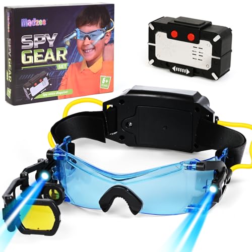 Madzee Spy Gear Toy Set for Kids – LED Night Vision Goggles for Kids with Micro Voice Disguiser