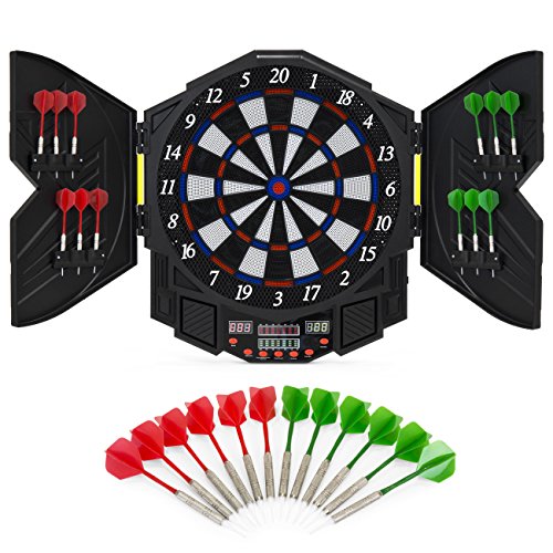 Best Choice Products Electronic Dartboard Sport Game Set w/Cabinet, 12 Darts, LCD Display - Multicolor
