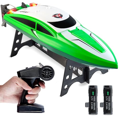 Force1 Velocity Green Fast RC Boat - Remote Control Boat for Pools and Lakes, Underwater RC Speed Boat, Mini RC Boats for Adults and Kids, 2.4GHZ Remote Controlled Boat with 2 Rechargeable Batteries*
