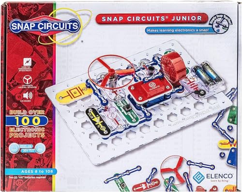 Snap Circuits Jr. SC-100 Electronics Exploration Kit, Over 100 Projects, Full Color Project Manual, 28 Parts, STEM Educational Toy for Kids 8 +
