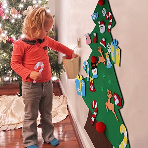 Aytai DIY Felt Christmas Tree Set with Ornaments for Kids, Xmas Gifts, New Year Door Wall Hanging Decorations