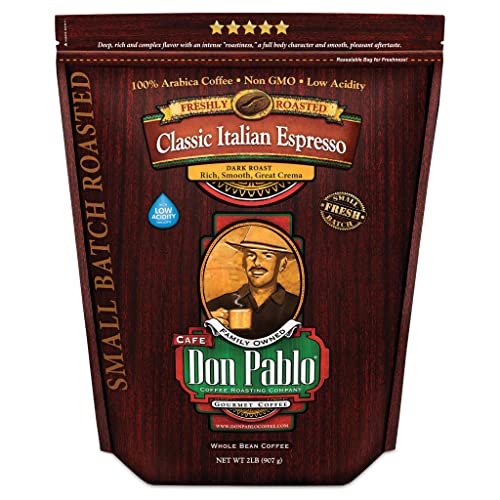 Cafe Don Pablo Gourmet Coffee Classic Italian Espresso Medium Dark Roast Whole Bean Coffee 2 LB
