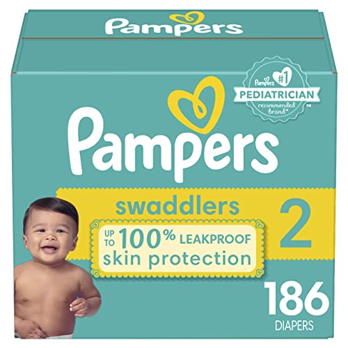 Diapers Size 2, 186 Count - Pampers Swaddlers Disposable Baby Diapers (Packaging & Prints May Vary)