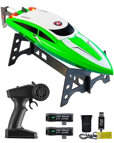 Force1 Velocity Fast RC Boat - Remote Control Boat for Pools and Lakes, Underwater RC Speed Boat, Mini RC Boats for Adults and Kids, 2.4GHZ Remote Controlled Boat with 2 Rechargeable Batteries (Green)*