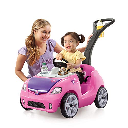 Step2 Whisper Ride II Kids Push Cars, Ride On Car, Seat Belt, Horn, Toddlers Ages 1.5 – 4 Years Old, Max Weight 50 lbs., Quick Storage, Stroller Substitute, Pink