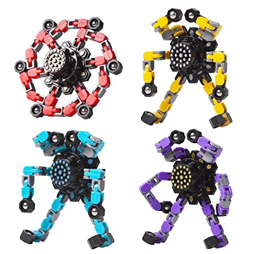 Transformable Fidget Spinners 4 Pcs for Kids and Adults Stress Relief Sensory Toys for Boys and Girls Fingertip Gyros for ADHD Autism for Kids
