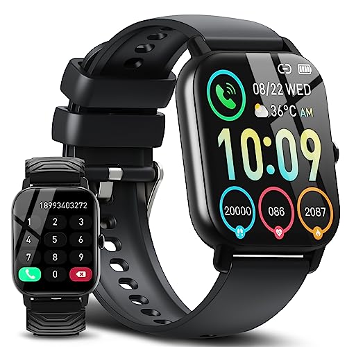 Smart Watch for Men Women(Dial/Answer Calls), Activity Trackers with Heart Rate/Sleep Monitor, 112 Sports Modes/IP68 Waterproof,1.85' HD Touchscreen Fitness Watch Compatible with Android iOS, Black