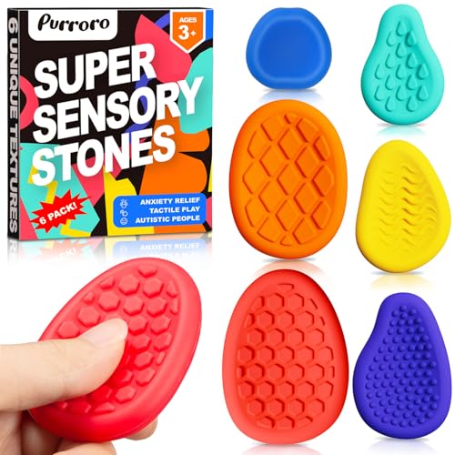 Fidget Sensory Toys for Kids & Adults with Autism ADHD: 6-Pack Silent Small Anxiety Relief Items, Quiet Fidgets & Worry Stones for Classroom Prizes, Mini Desk Toys for Calm Down, Stress Relief Gifts