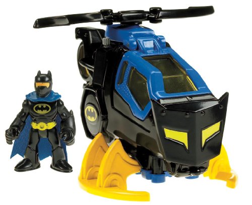 Fisher-Price Imaginext DC Super Friends Toy Helicopter with Spinning Propellers and Batman Figure for Preschool Pretend Play