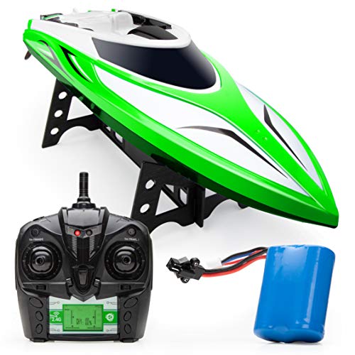 Force1 Velocity H102 RC Boat - Remote Control Boat for Pools and Lakes, Fast RC Boats for Adults and Kids with 20+ mph Speed, 4 Channel 2.4GHZ Remote Control, and Rechargeable Boat Battery (Green)*