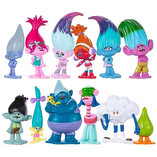 12 PCS/Set Mini Troll Toys, 1.6'-2.8' Troll Action Figure Toys, Troll Dolls Party Decoratin， Great for Kids Birthday Parties (A)