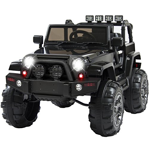 Best Choice Products Kids 12V Ride On Truck, Battery Powered Toy Car w/Spring Suspension, Remote Control, 3 Speeds, LED Lights, Bluetooth - Black