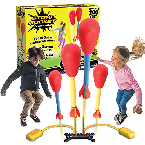 Stomp Rocket Original Dueling Rocket Launcher for Kids - Soars 200 Ft - 4 Rockets and Multi-Player Adjustable Launcher Stand - Fun Outdoor Toy and Gift - Boys or Girls Age 5+ Years Old
