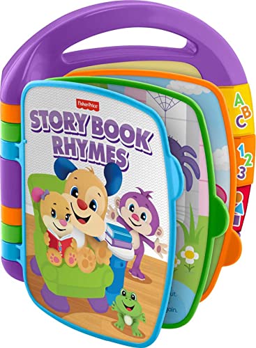Fisher-Price Laugh & Learn Storybook Rhymes, Take-Along Musical Toy Book With Learning Content For Infants