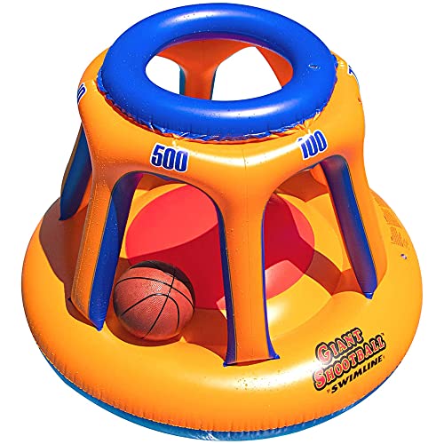 SWIMLINE Inflatable Pool Basketball Hoop Floating Or Poolside Game Giant Shootball Multiple Scoring Ports For Kids & Adults Swimming Splash Hoops With Water Basketball Pools Toy Outdoor Summer Hoops*