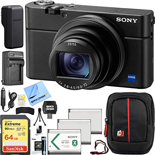 Sony Cyber-Shot DSC-RX100M6 RX100 VI Mark 6 20.2 MP 4K Compact Digital Camera with F2.8 - F4.5 Zeiss 24-200mm Lens with Triple Battery Deco Gear Field Bag Case Memory Card Travel Bundle