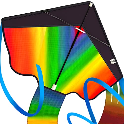 Extremely Easy to Fly Beginners Kites for Kids, Classic Rainbow Kids Kite for Family Outdoor Games and Activities, Soars High in Low Wind Speed - Kites for Adults, Kids Ages 4-8, 8-12 and Toddlers 3-5