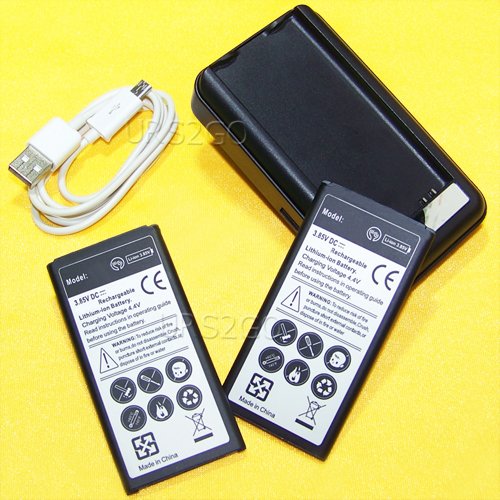 Galaxy S5 Active Battery Kit, 2X 6190mAh Spare Rechargeable Battery Travel Dock Home Charger Micro USB Cable for AT&T Samsung Galaxy S5 Active SM-G870A Phone