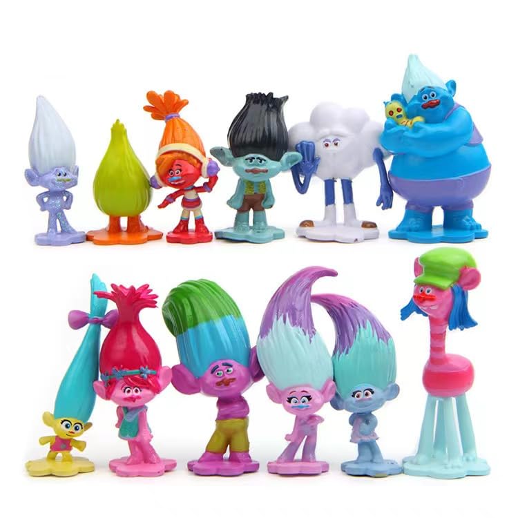 12PCS Trolls Action Figure Toys ，Trolls Party Supplies Collectable Doll for Kids
